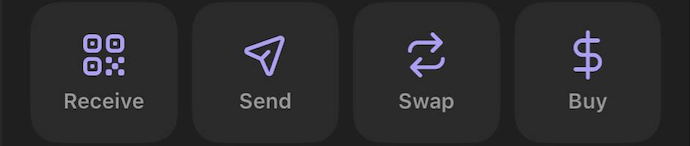 Wallet actions: Receive, Send, Swap, Buy
